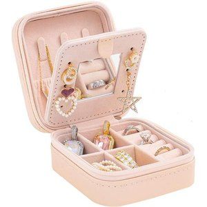 Travel jewelry case Organizer Small Organizer Box for Girls Women with Mirror